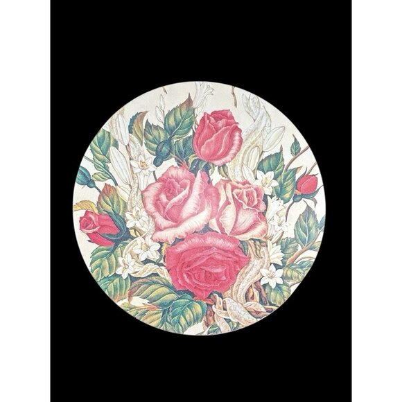 Vintage Pink Roses Collector Tin 10" x 4" Excellent Graphics Cottagecore Granny - Picture 1 of 8